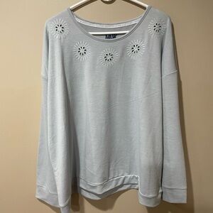 Muk Luks super soft sweatshirt with see through embellishments around neck